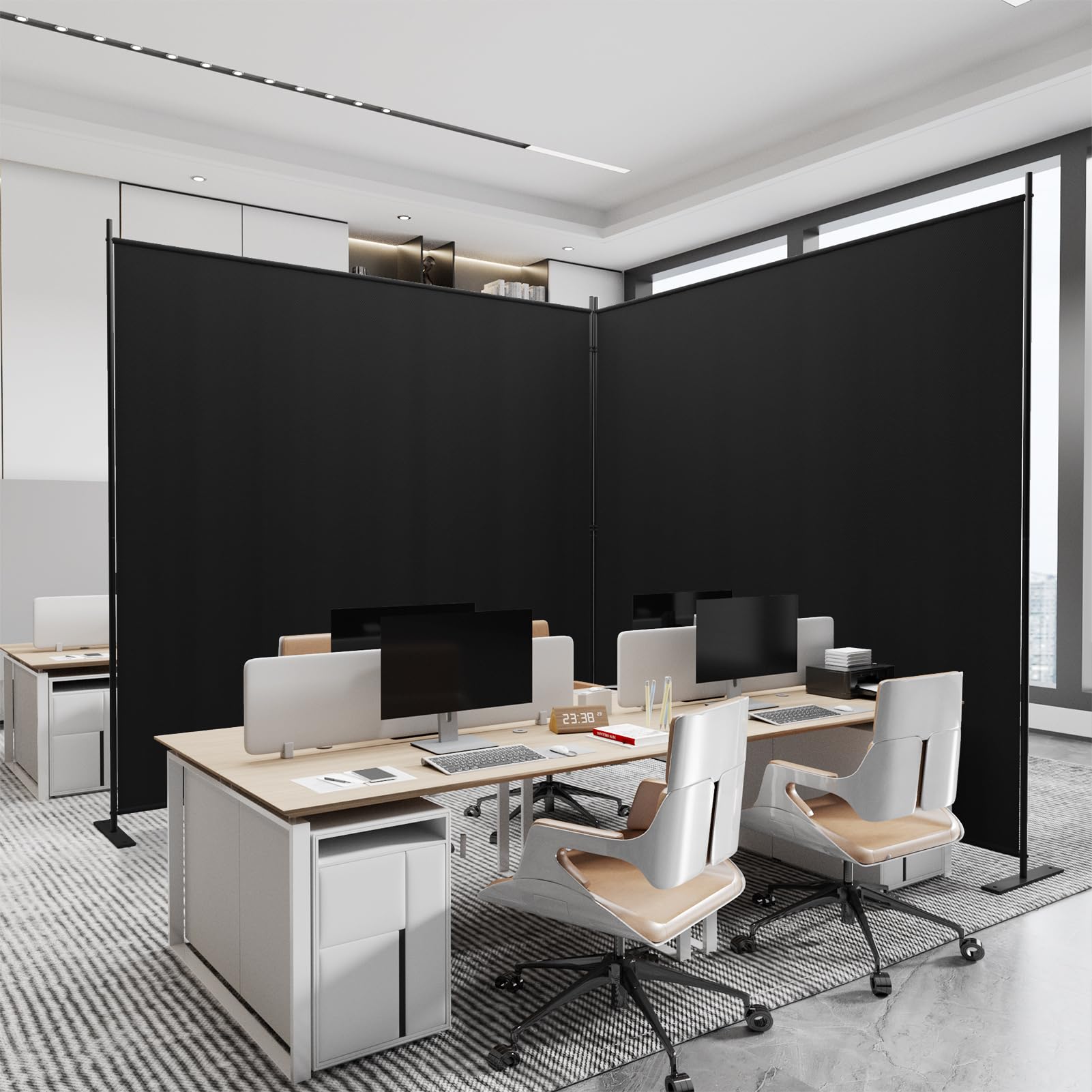 C-Hopetree 6 Panels Room Divider, 180cm Tall Indoor Folding Privacy Screen, Portable Partition Separator, Freestanding Separation Temporary Wall for Office, Bedroom, 304cm W X 180cm H, Black