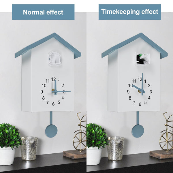 Eummy Minimalist Cuckoo Clock with Pendulum - Battery Powered Wall Clock for Home Decoration