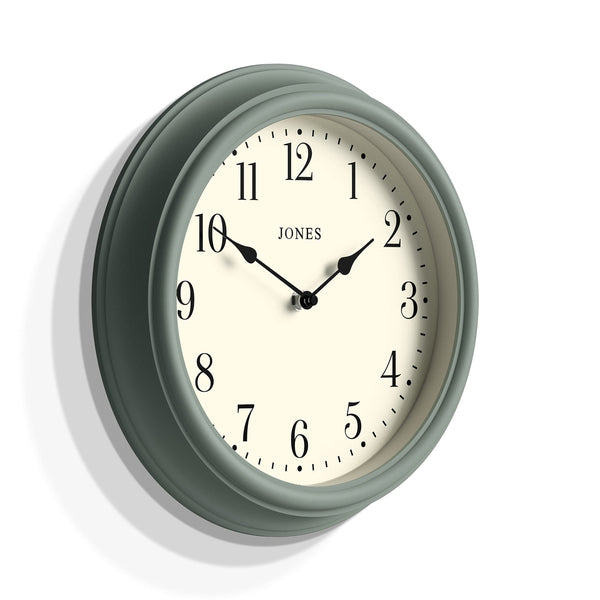 Jones Clocks Venetian wall clock | Classic round clock | 30cm | Green | Arabic numerals | Traditional design ideal for kitchen, living room or
