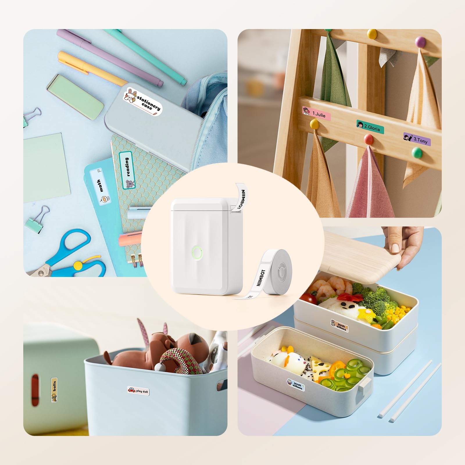 NIIMBOT Label Maker Machine, D110 Upgraded Version Sticker Printer Maker with 1 Roll White Starter Label Paper, Thermal Label Printer for School Office Home Organization