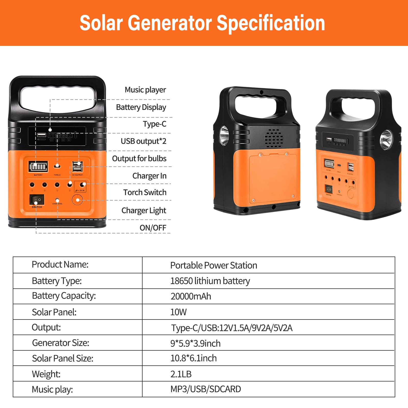 Upgrade-Vclpower 20000mAh DC Power Bank Station with Solar Panels,12V/9V Output Fast Charging Portable Power Station for Home Emergency Outdoor Camping(Green)