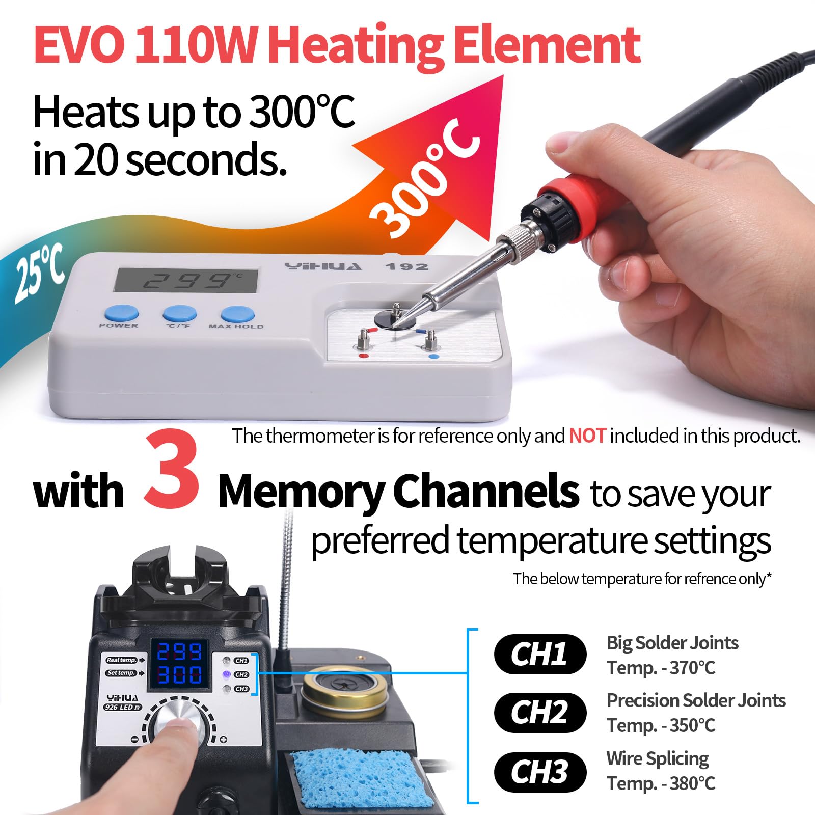 YIHUA 926LED IV 60W Digital Soldering Iron Station Kit w Temperature Stabilization for Soldering & Desoldering w Helping Hands 5 Soldering Iron Tips Lead-Free Solder Solder Sucker UK Plug (Silver)