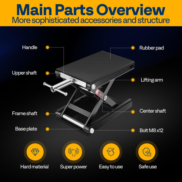 VIVOHOME Motorcycle Scissor Lift Jack Height Adjustable Heavy Duty Steel with Anti Slip Wide Deck Hoist Crank Center Stand 500KG Capacity for Motorcycles, ATVs, Dirt Bikes