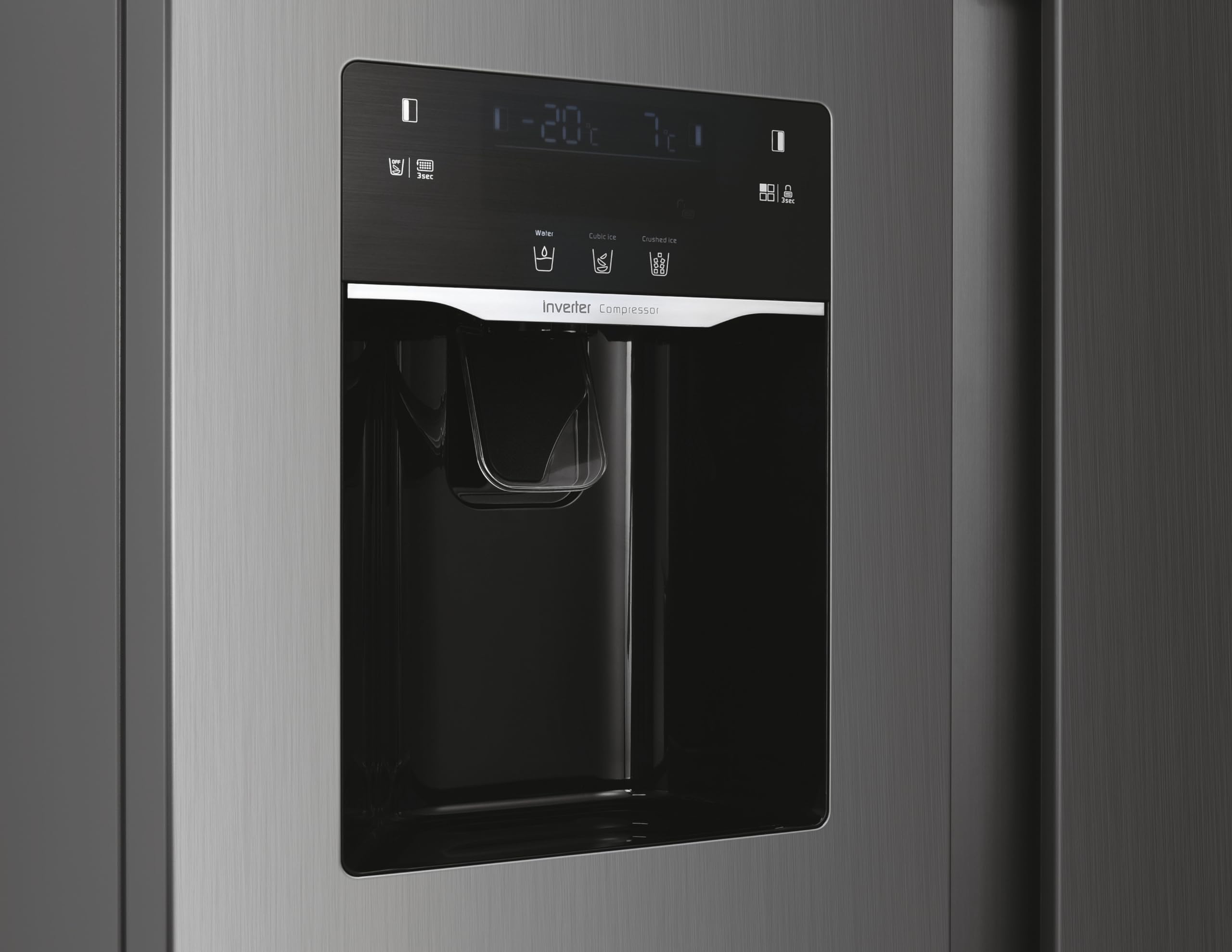 Hoover H-FRIDGE 500 MAXI Freestanding American Fridge Freezer with Water Dispenser, Side by Side, Total No Frost Technology, E Class, 532L Total Capacity, Inox, 91x67x177 cm - HHSBSO6174XWDK-1