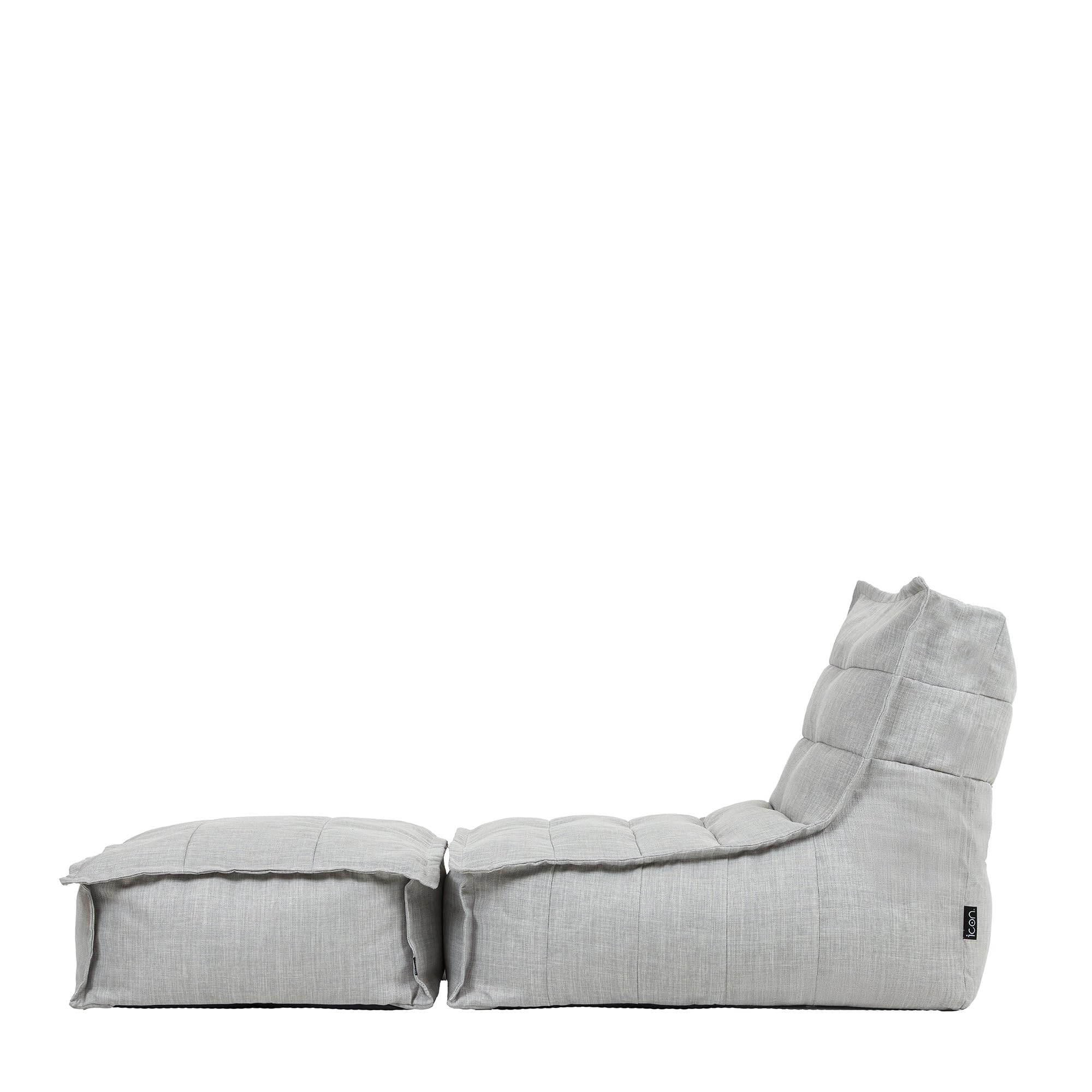 icon Dolce Lounge Bean Bag Chair and Footstool, Grey, Indoor Outdoor Beanbag, Large Adult Bean Bag with Filling Included, Floor Chair, Garden, Living Room Furniture, Bedroom Furniture