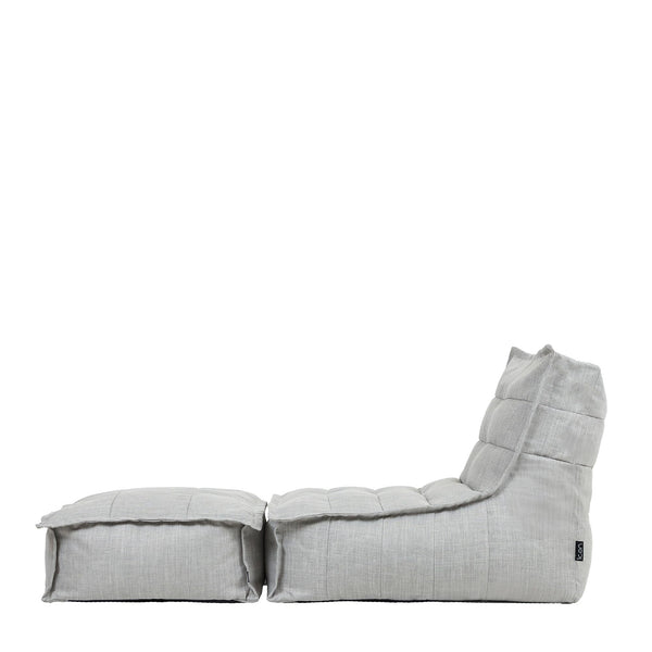 icon Dolce Lounge Bean Bag Chair and Footstool, Grey, Indoor Outdoor Beanbag, Large Adult Bean Bag with Filling Included, Floor Chair, Garden, Living Room Furniture, Bedroom Furniture