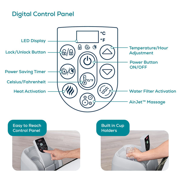 Lay-Z-Spa Paris AirJet Inflatable Hot Tub Spa 4-6 person, 1.96 m x 66 cm