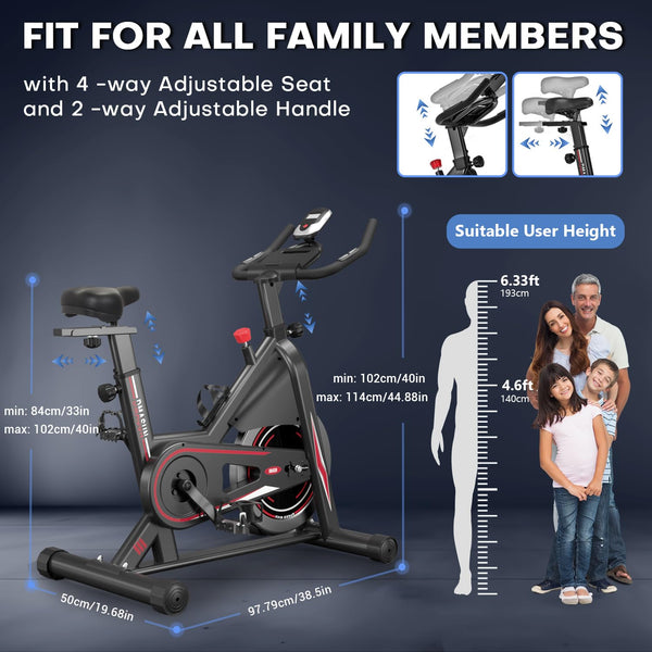 DMASUN Exercise Bike Professional with Large Tablet Holder & Comfortable Seat, Indoor Cycling Bike for Home Cardio, Fitness Stationary Bike with 350LBs Capacity (Additional Soft Seat Cushion Cover)