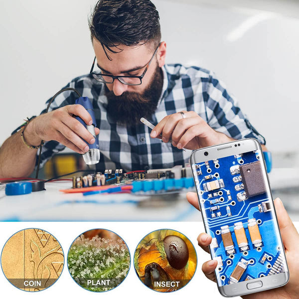 Ninyoon 2K USB Digital Microscope for Android PC, 40-1000X Microscope Super HD Endoscope Magnifier Camera Compatible with Android Cellphone and Tablet Windows Mac Chrome Linux - Not for iPhone/iPad