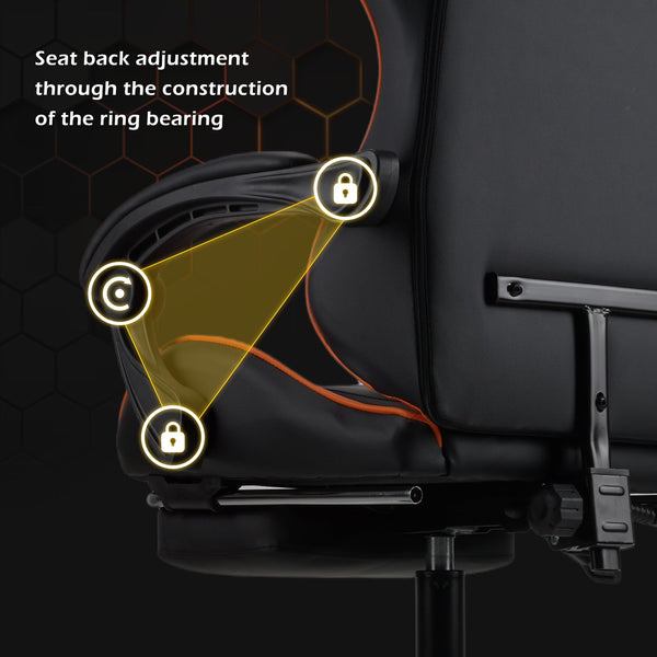 Play haha.Ergonomic reclining seat with footrest adjustable headrest and lumbar cushion high back support padded armrests PU leather finish for gaming home or office use