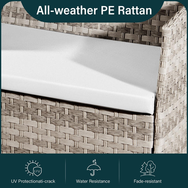 4 Piece Rattan Garden Furniture Sets, Patio Conservatory Set, Include Rattan loveset Sofa, Chair, Glass Coffee Table