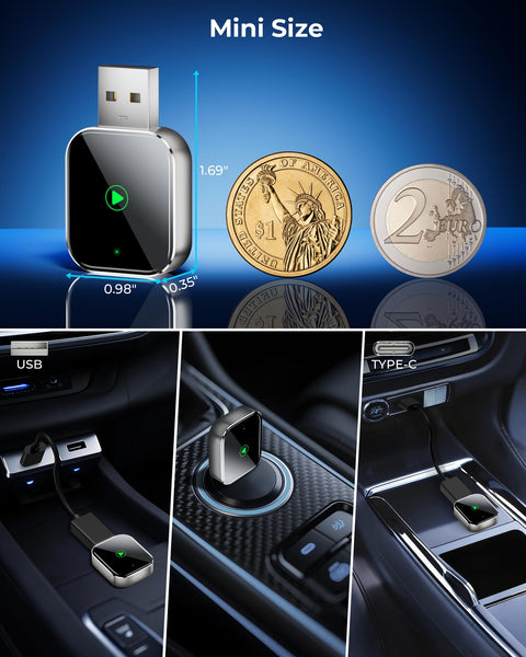TKHIN CarPlay Wireless for iPhone - Car Play Wireless Dongle for Factory Wired CarPlay to Wireless 5GHz WiFi Car Connection for Cars After 2016 (Only for iPhone)