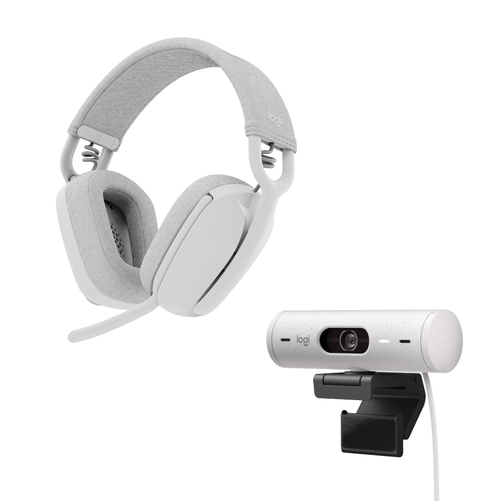 Logitech Brio 500 Full HD Webcam with Auto Light Correction, show Mode, Dual Noise Reduction Mics, Webcam Privacy Cover, Works with Microsoft Teams, Google Meet, Zoom, USB-C Cable, Streaming - White