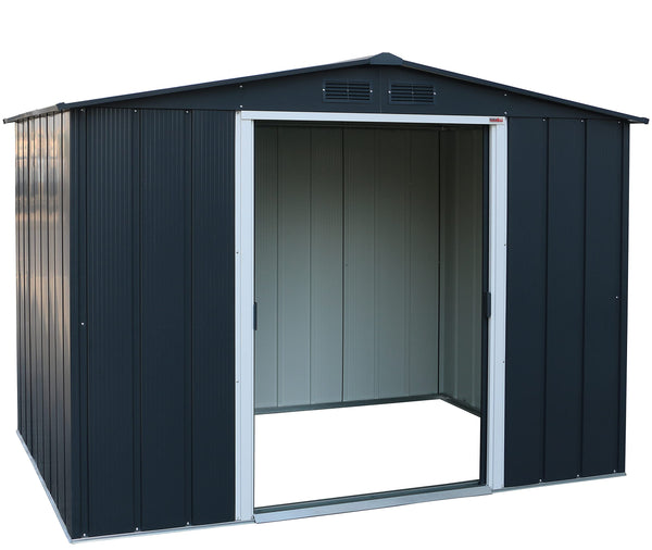 Duramax ECO 8 x 8 (6.35 m2) Metal Garden Storage Shed, Hot-Dipped Galvanized Metal Garden Shed, Tool Storage Shed, Strong Reinforced Roof Structure, Maintenance-Free Metal Shed, Anthracite