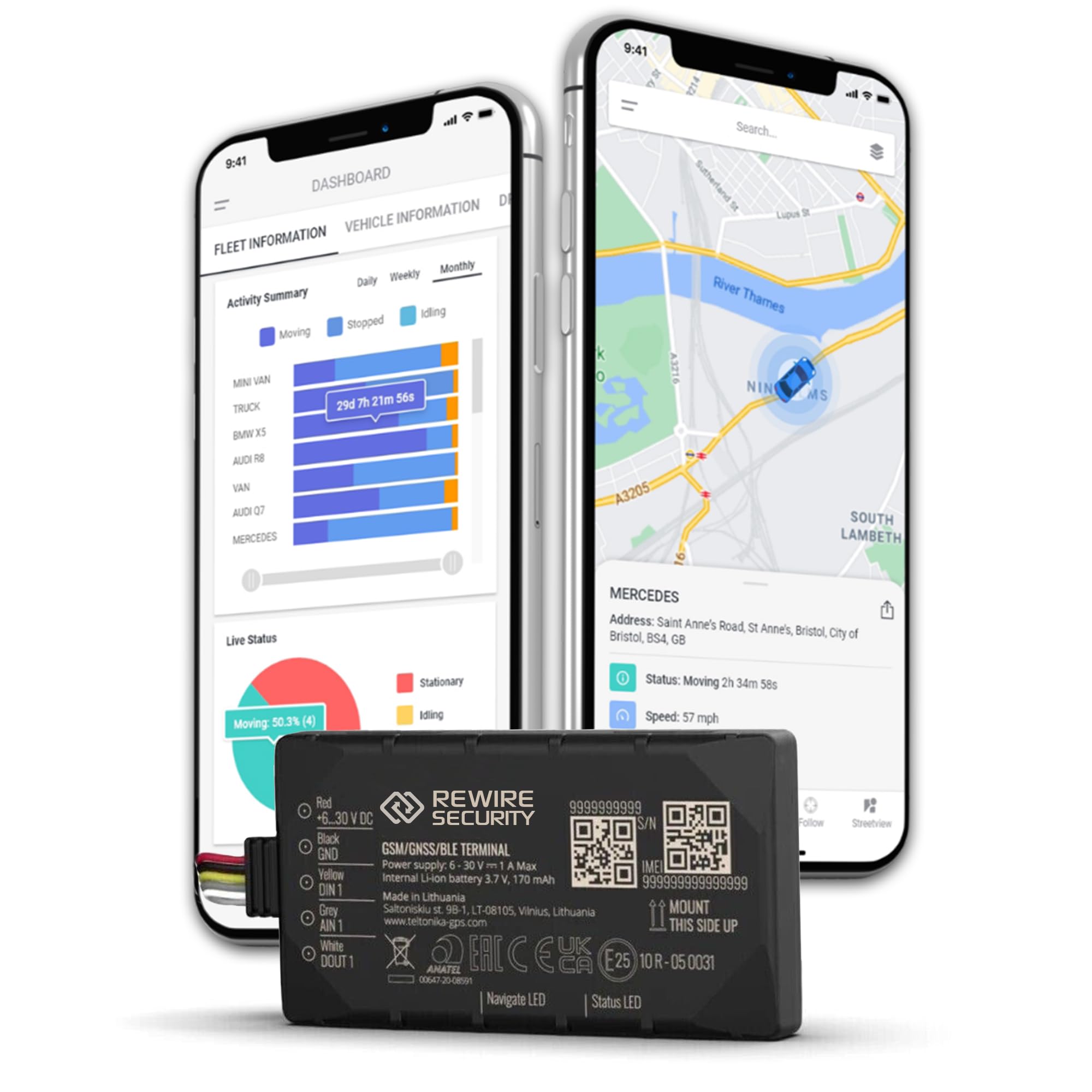 REWIRE SECURITY DB1 Lite GLONASS/GSM GPS Vehicle Tracker – Portable Real-Time Locator for Car, Truck, Van | Easy Install | Automatic Alerts | Covers 120+ countries | Low-Cost Monthly Subscription