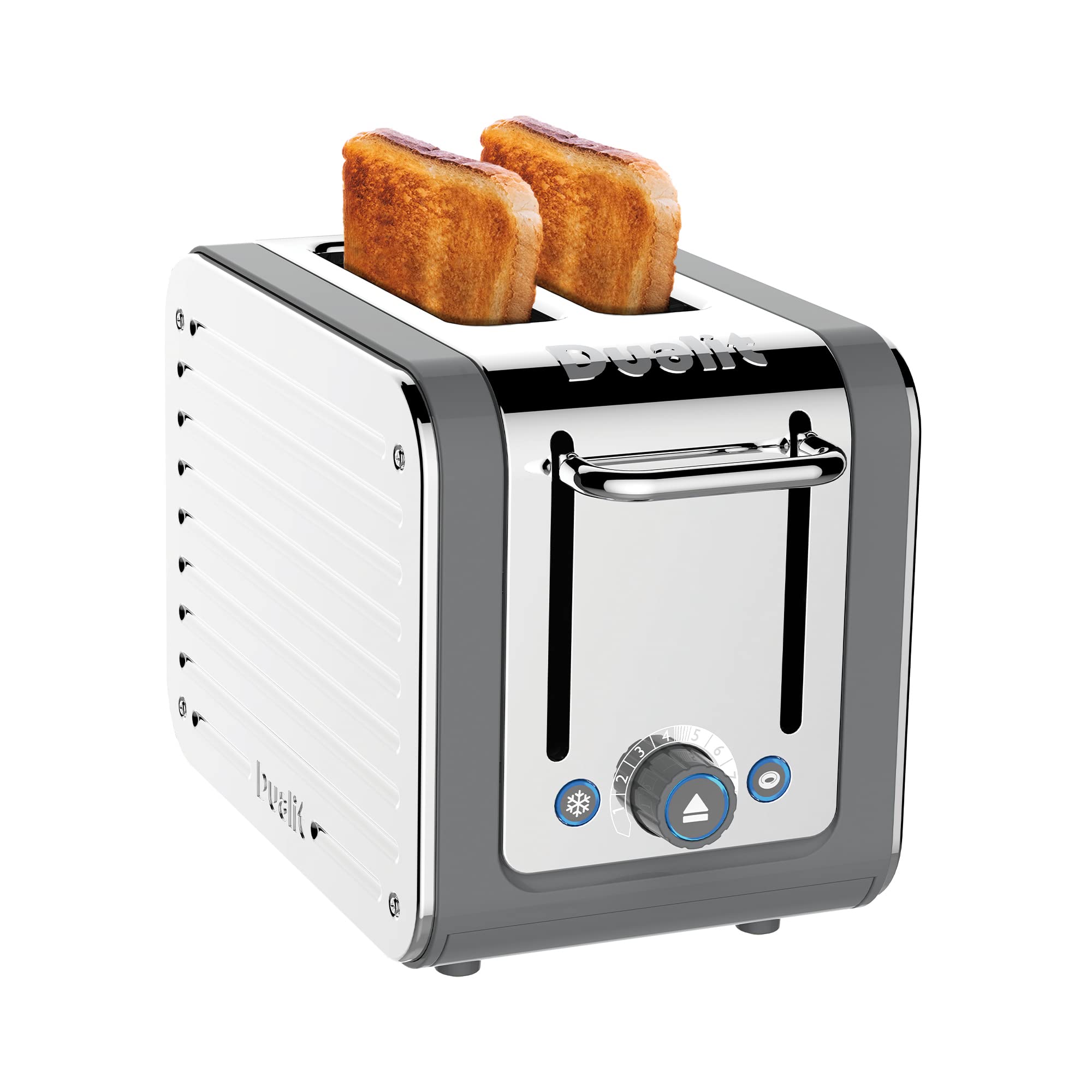 Dualit Architect 2 Slice Toaster Stainless Steel with Grey Trim Extra-Wide Slots, Peek and Pop Function, Patented Ideal Toast Technology  Matching