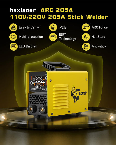 haxiaoer ARC Welder Machine 240V Full Kit - 140A 10 Welding Rods 2 in 1 MMA Lift TIG IGBT Stick Welder with Strap Digital Smart LCD Display Inverter Welding Machine Hot Start ARC Force VRD