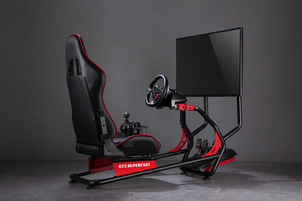 OPLITE GT3 SUPERFAST Simulator Cockpit Racing Sim Bucket Seat and Chassis Frame for Logitech and Thrustmaster Steering Wheel Pedals & Screen