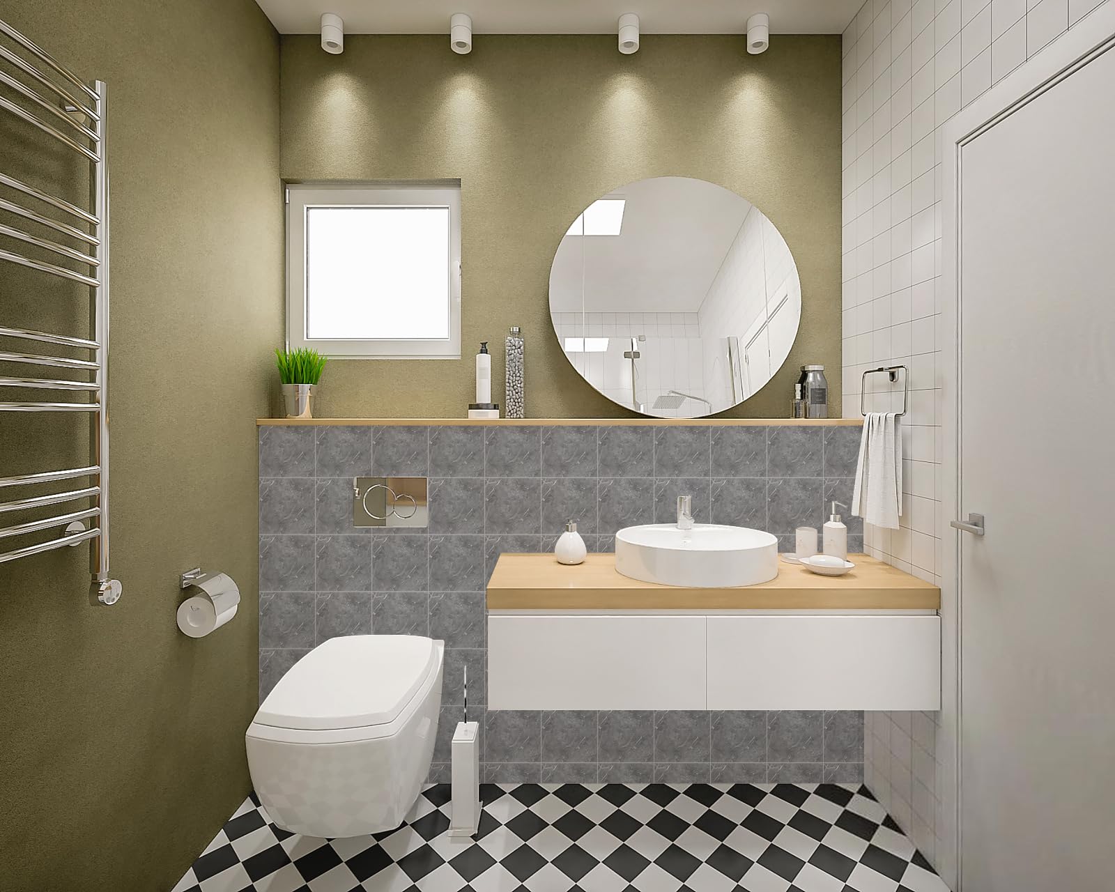 Hode 50pcs 30x30cm Grey Marble Tile Stickers for Kitchen Bathroom Backsplash, Sticky Back Plastic Stick on Tiles Vinyl Transfers, Peel and Stick Self