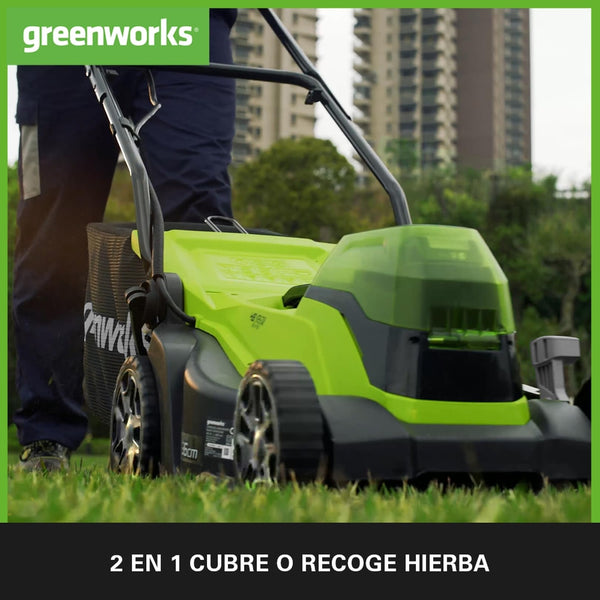 Greenworks G24X2LM36K4X Cordless Lawnmower for Lawns up to 420m², 36cm Cutting Width, 40L Bag PLUS Two of 2x24V(48V equivalent) 4Ah Batteries & Twin Charger, 3 Year Guarantee