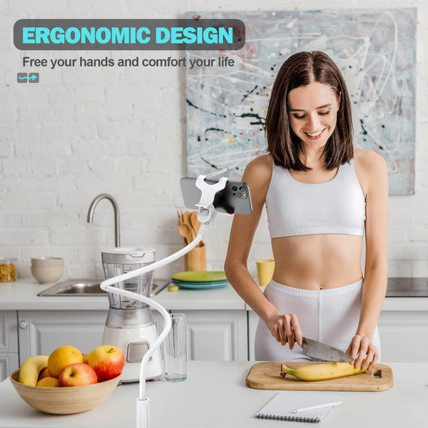 Gooseneck Phone Holder for Bed, Flexible Lazy Arm Cell Phone Stand Holder 360 Adjustable Clamp Bracket Mount Desk for iPhone 16 15 14 13 12 11 Pro Max Plus, Mini, Xs XR, Samsung