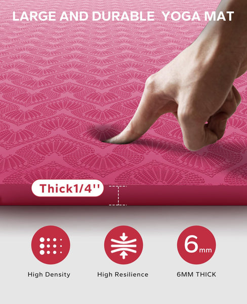 HAPBEAR Large Yoga Mat for Women- 183?116cm?6mm, TPE Non-Slip, Durable, Eco-Friendly, Extra Large Thick Wide Exercise Mat for