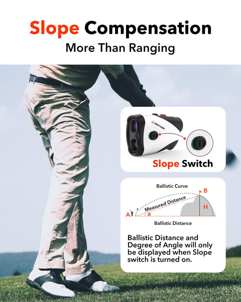 Golf Rangefinder with Slope On/Off,1200 Yards,7X Magnification Laser Range Finder Golf, Flag Pole Lock Vibration, Rechargeable & Magnetic Suction