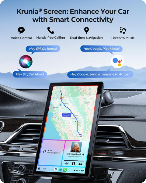 9" Wireless Portable 60FPS Car Screen for Apple CarPlay & Android Auto, 1024*600 HD Display, Magnetic Mount, OTA, Portrait and Landscape Modes, Backup Camera, Bluetooth, Voice Control, GPS Navigation