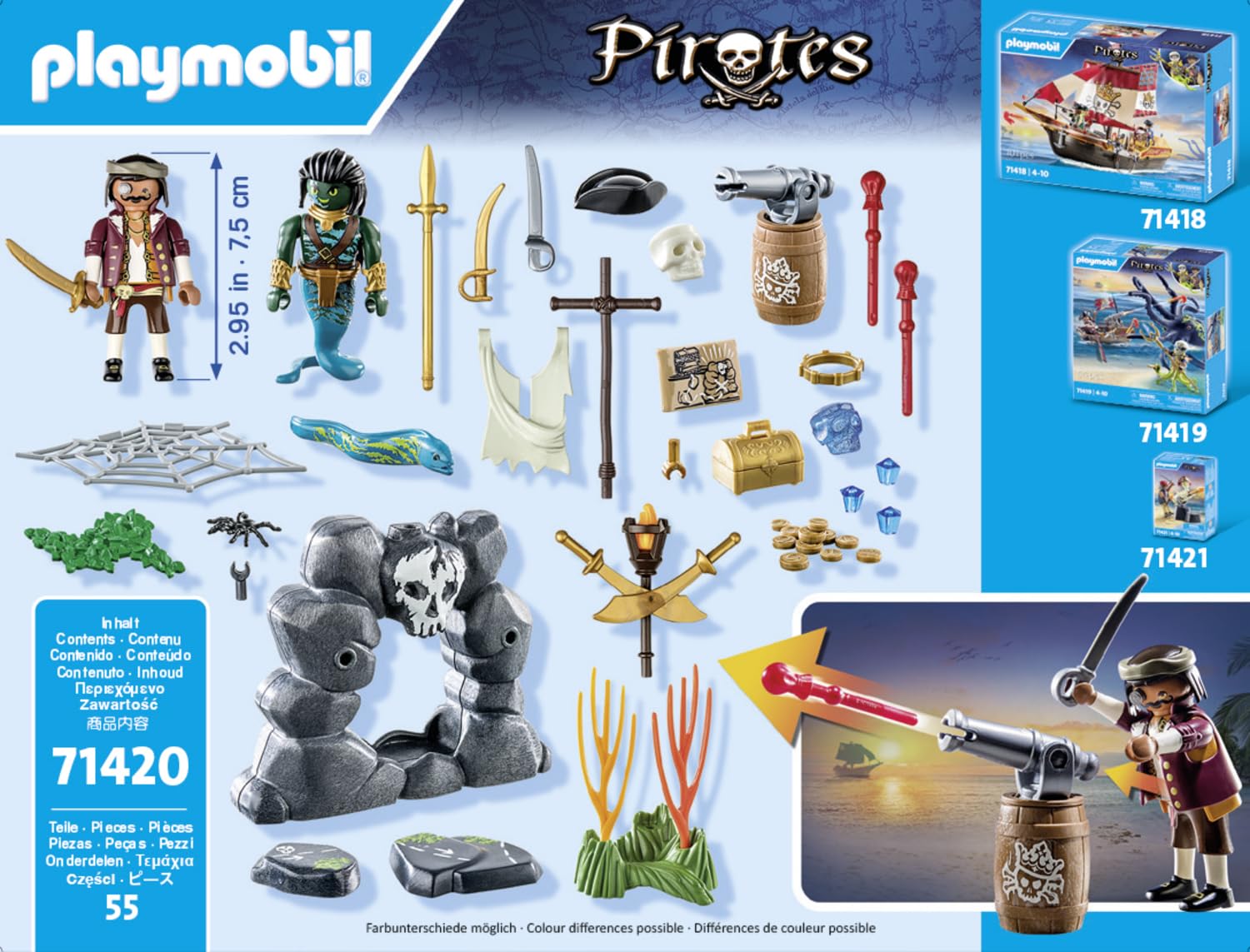 Playmobil 71418 Pirates: Small Pirate Vessel, exciting adventures on the high seas, complete with extensive accessories, fun imaginative role-play, playsets suitable for children ages 4+