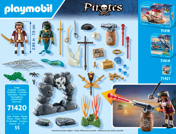 Playmobil 71418 Pirates: Small Pirate Vessel, exciting adventures on the high seas, complete with extensive accessories, fun imaginative role-play, playsets suitable for children ages 4+