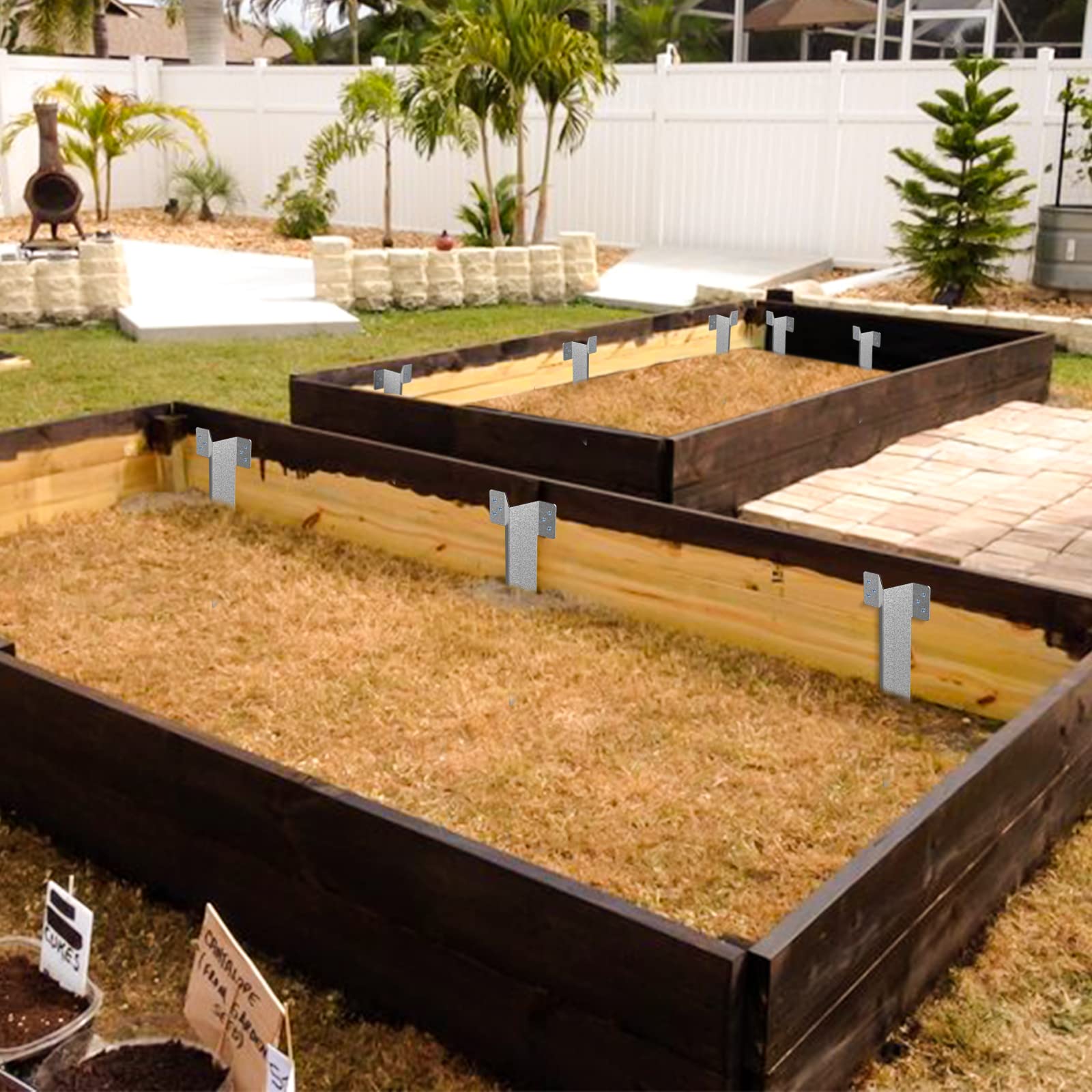 20 Pack Railway Sleeper Brackets Driveway Heavy Duty Edging Edge, Timber Railway Sleeper Stakes, Galvanised Steel