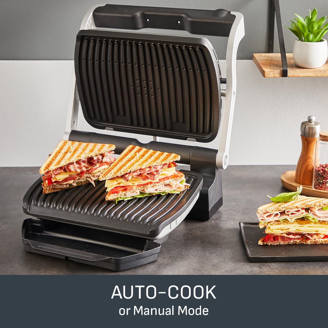 Tefal GC722D40 Optigrill Plus X-Large Grill with 9 Automatic Settings and Cooking Sensor, Non Stick Removable Plates, Automatic Settings and Cooking Sensor, Stainless Steel, Xl