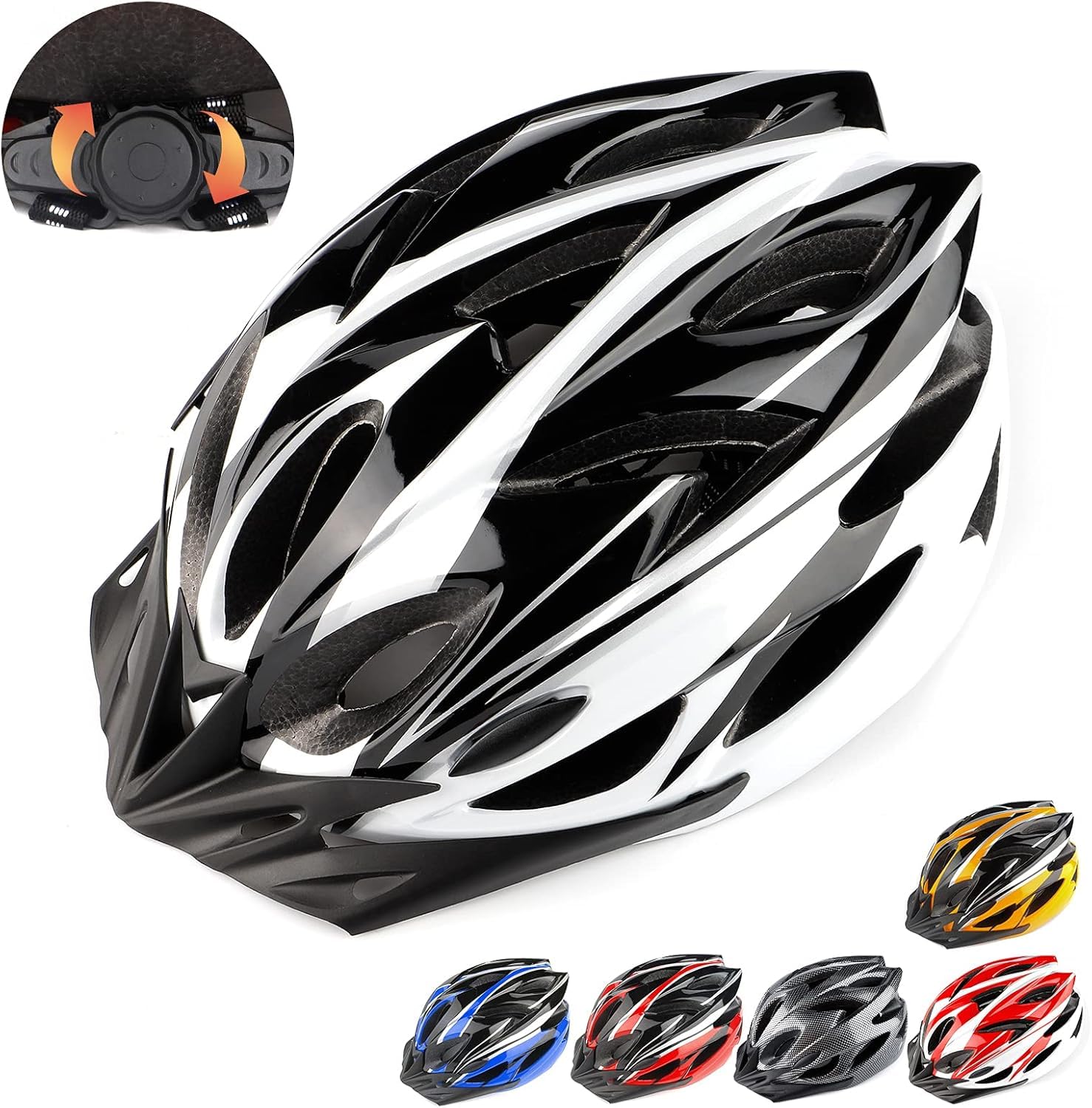 RaMokey Cycle Helmet, Lightweight Bicycle Helmet, Adjustable Mountain & Road Bike Helmets for Adults, 18 Vents with Adjustable Strap & Detachable Visor for Mens Womens(Head Sizes 58-62cm)