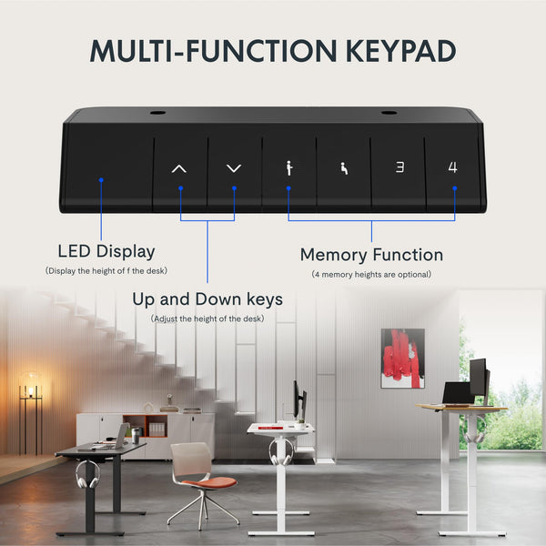 FLEXISPOT ONE PIECE Electric Standing Desk Height Adjustable Sit Stand Up Desk for Home Office with Memory Smart Pannel (100 * 60cm Black Frame+ Black Desktop)