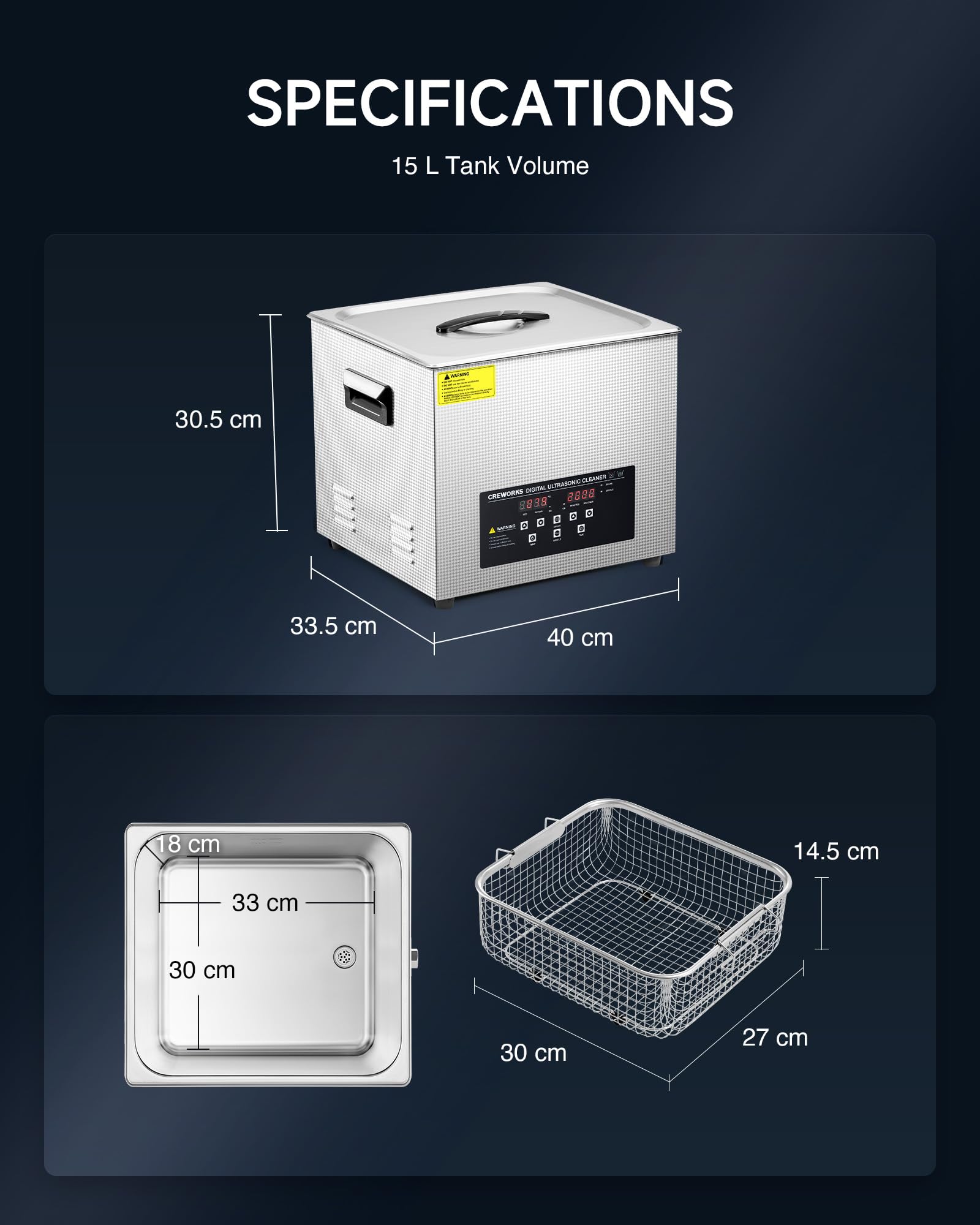 CREWORKS 6L Digital Ultrasonic Cleaner, 1.6 gal. Ultrasonic Cleaning Machine with Degas & Gentle Modes, 180W Professional Ultrasound Cleaner with 300W Heater and Timer for Glasses