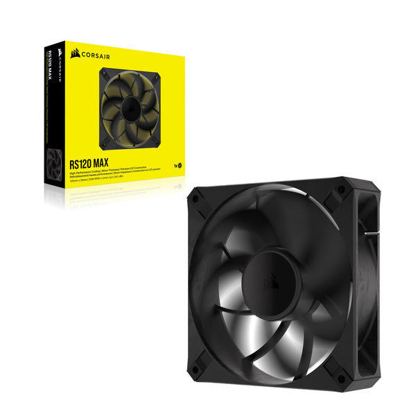 Corsair RS120 MAX 120mm PWM Thick Fans – High Static Pressure – Liquid Crystal Polymer Construction – Triple Pack – Black