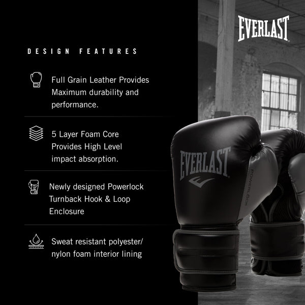 EVERLAST Powerlock 2R Training Gloves - Black - 14oz