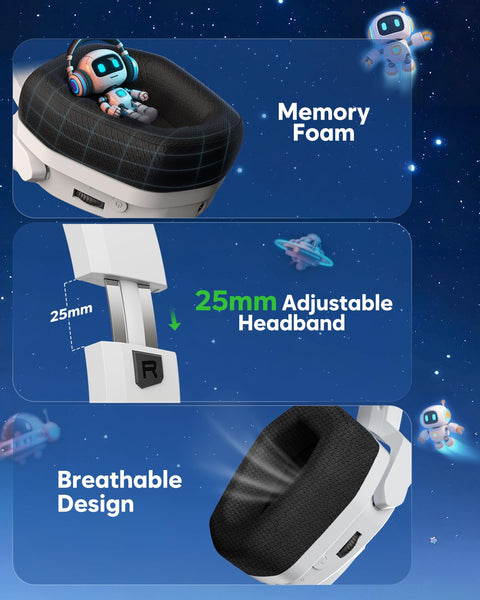 NUBWO G06 Pro Wireless Gaming Headset with Charging Station for Headset & PS5 Controller, 17ms Low Latency, 120H Battery Life, Dynamic 50mm Drivers-White (Only Compatible with PS5)