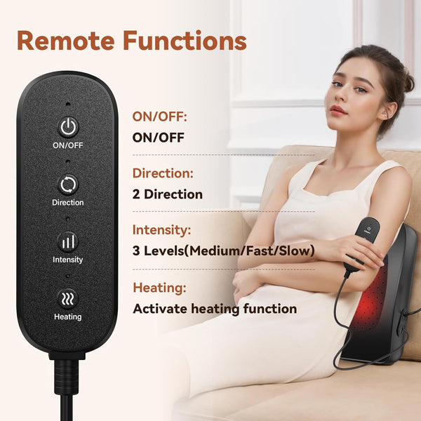 Back Massager, WERTYI Neck and Back Massager with Heat, Deep Tissue 3D Kneading Shiatsu Massage Pillow for Body, Shoulder, Foot and Leg, Christmas Gifts for Women and Men - Remote Control