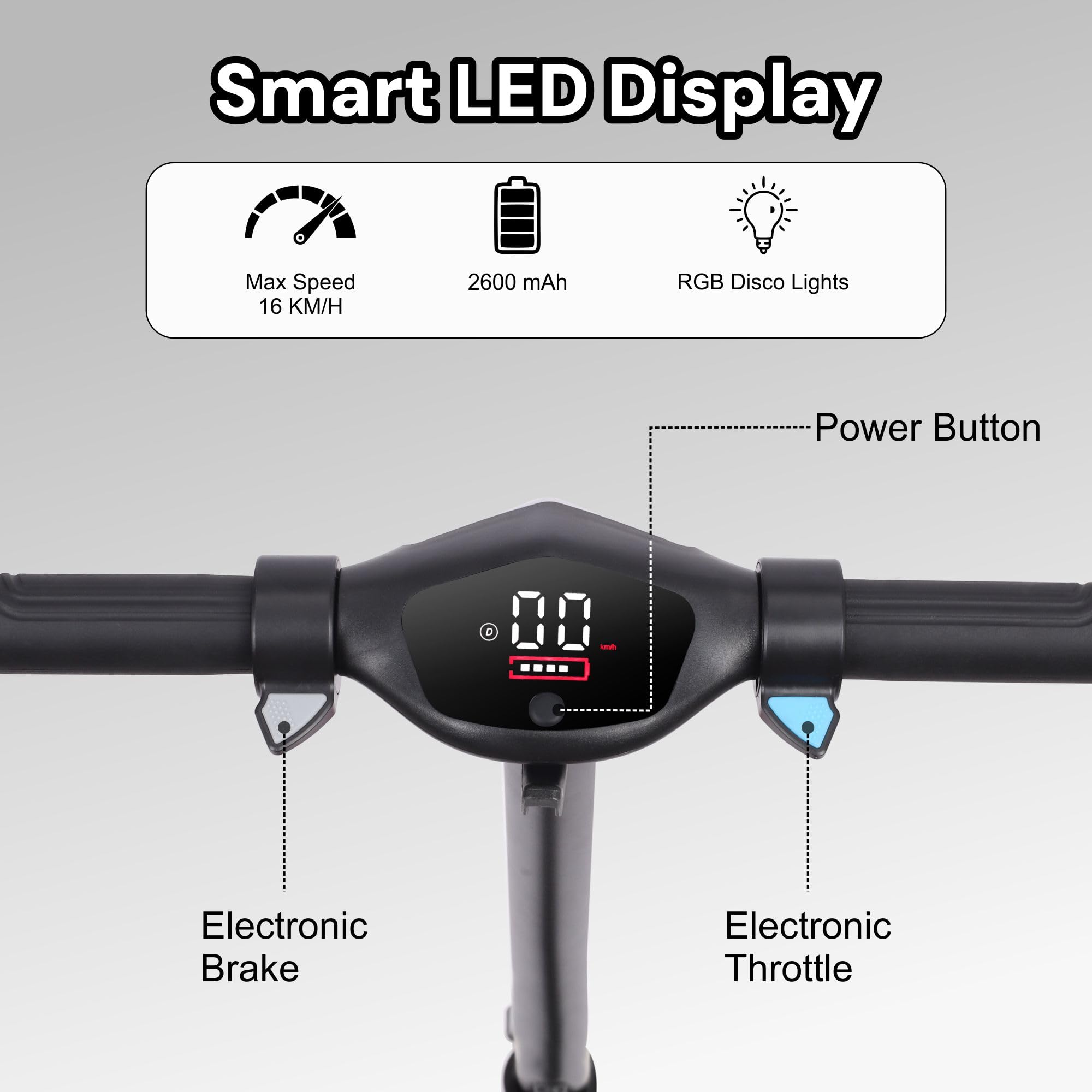 Electric Scooter Kids Foldable Mobility Scooters E Bike With RGB LED Lights For Ages 6-12 Boys Girls | 3 Speed Modes | 6-10 KM Range Dual Braking System 150W Motor Gift for Children
