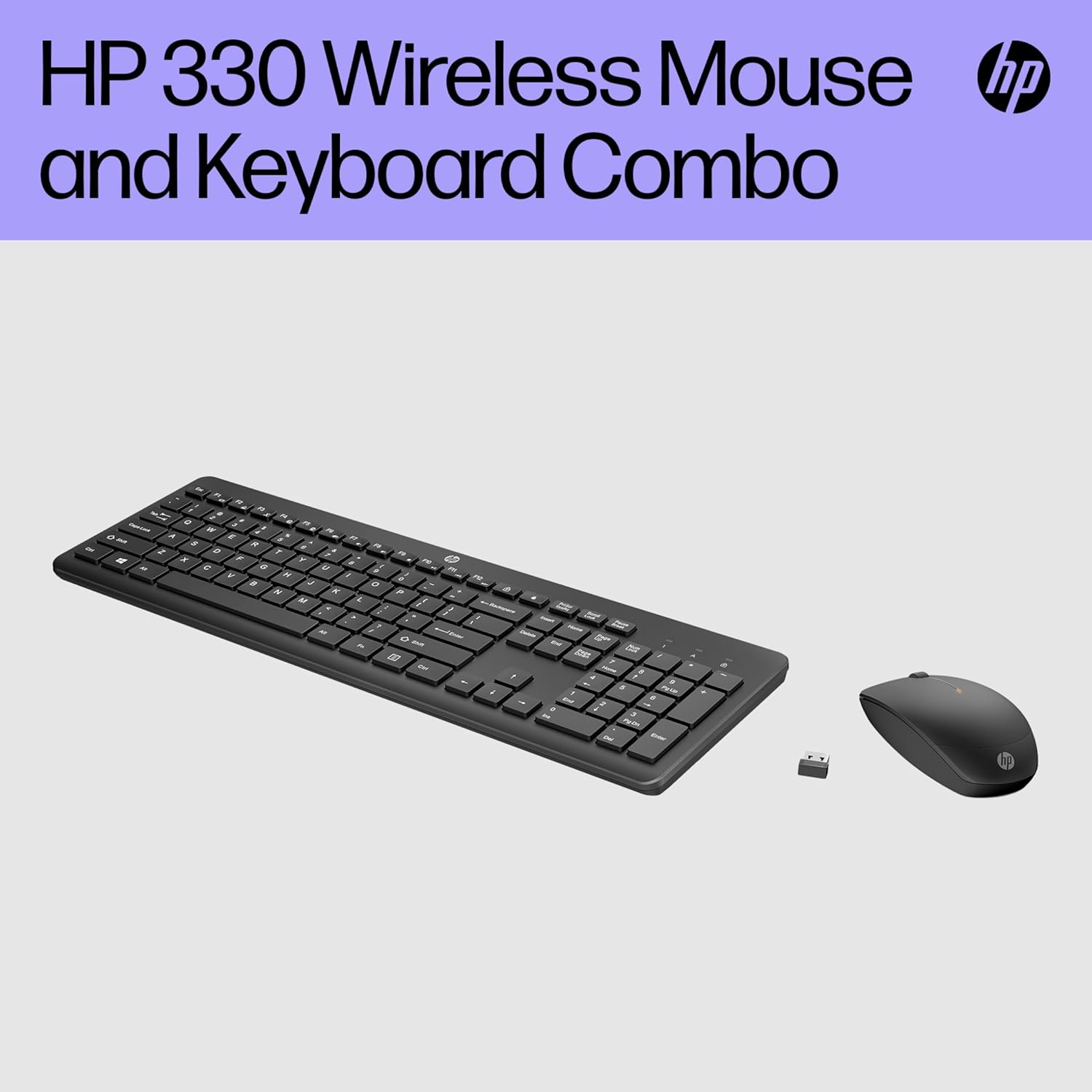HP 330 Wireless Keyboard and Mouse Combo | 2.4 GHz Wireless Connection with USB Dongle | 12 Function Keys | Ergonomically Designed | 1600 DPI | LED Indicators | Numpad | Black