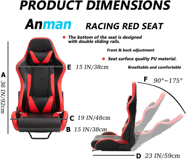 Anman Racing Simulator Cockpit with Red Seat Fit for Minneer Dardoo Flight Sim Game Chair with Neck Pillow Lumbar,Seat Belt Drilling Support for DIY (Not Included Wheel Shifter Pedal)