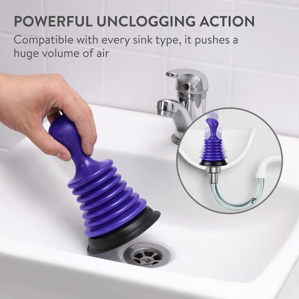 Luigi's Sink Plunger - Drain Plunger Sink Unblocker - Plungers for Unblocking - Drain Plungers for Bathroom Kitchen Bath Shower - Unblock Pump with Accordion Bellows