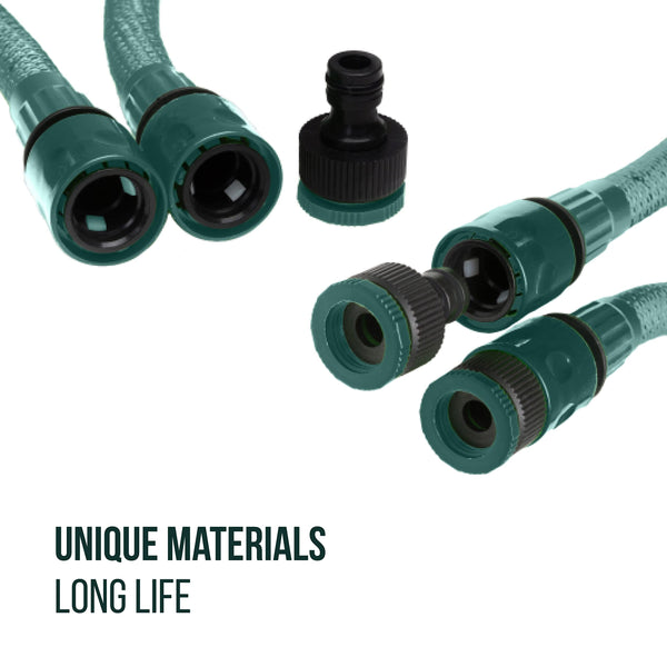 Flexible Garden Hose with Ergonomic Multifunctional Spray Including Adapter and Hand Shower with 8 Spray Functions, Expandable