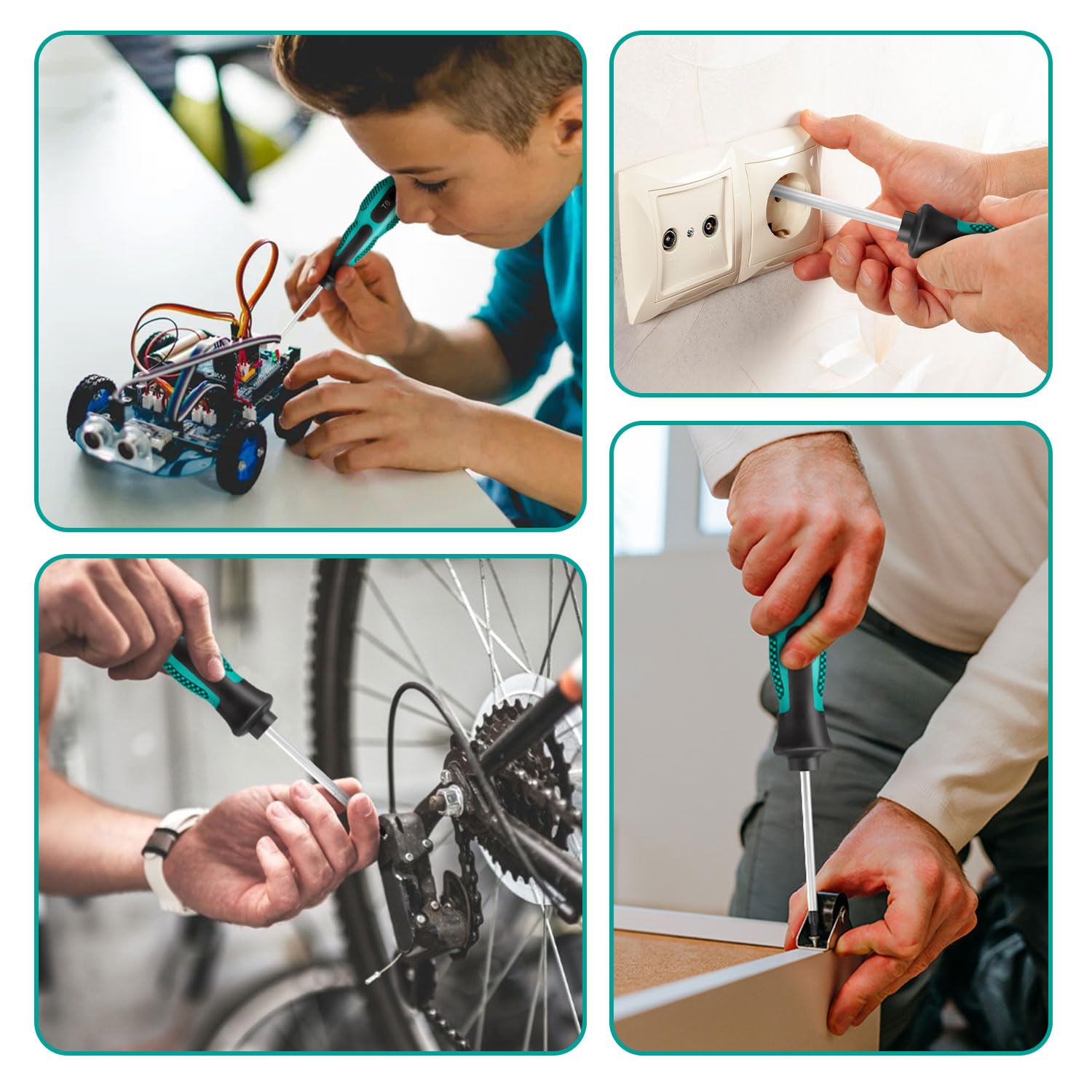 Screwdriver Set 10pcs, Magnetic Screwdriver Set 5pcs Phillips Screwdrivers and 5pcs Slotted/Flat Head Screwdrivers, Chrome Vanadium Steel Made