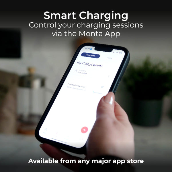 Masterplug Smart EV Home Wall Charger for Type 2 Electric and Plug-In Hybrid Vehicles, Tethered with 5m Cable, Mode 3, App Control, Solar Charging, Single Phase, Black, IP55, 7.4kW, 32A, EVCM3ST7B-MP