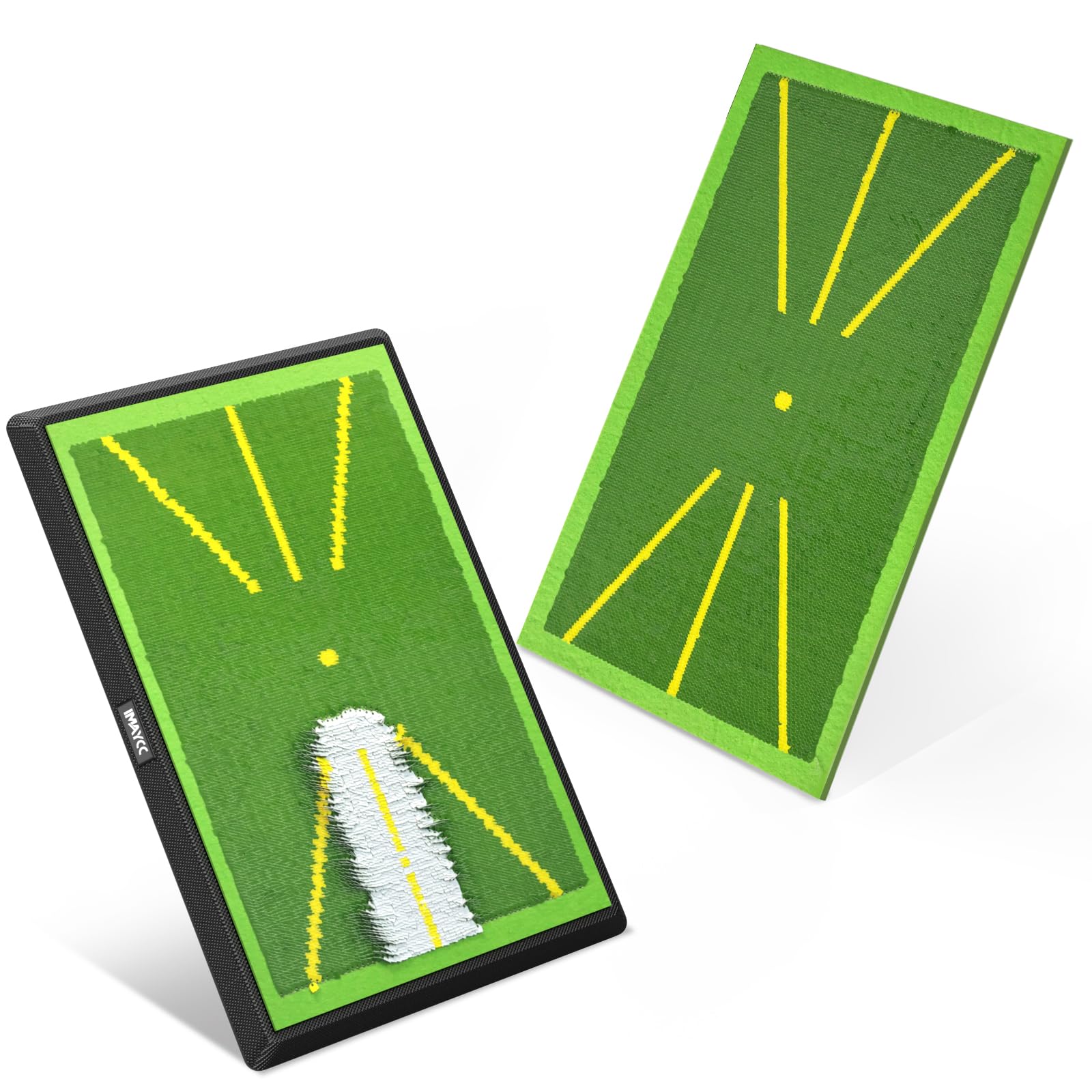 IMAYCC Golf Mat 2Pics Replaceable Hitting Practice Mat with Antislip Rubber Base for Analysing Swing Path Training Indoor Outdoor,Nice Gift for Golf