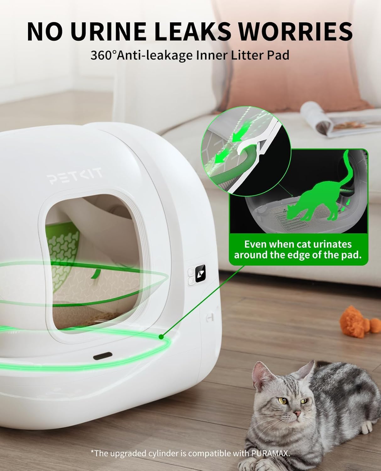 PETKIT PURA MAX 2 Self Cleaning Cat Litter Tray, App Control, 76L Extra Large Automatic Cat Litter Tray for Multi-cats, Odour Control with N50, xSecure Robot Litter Box, Includes Trash Liner
