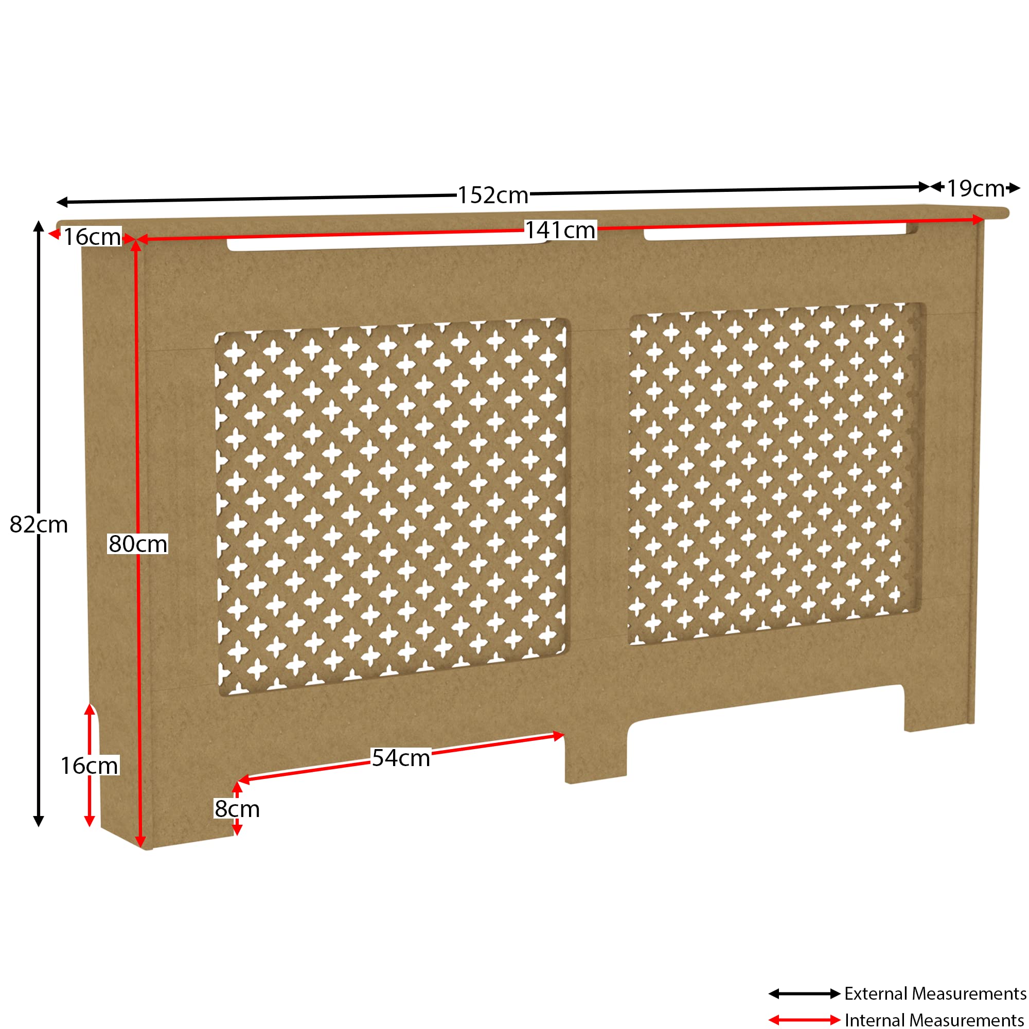 Vida Designs Oxford Radiator Cover – Traditional Cross Pattern, Olive Grey, MDF, Modern Painted Finish, Heat Efficient, Small, (H 82 x W 78 x D 19 cm)