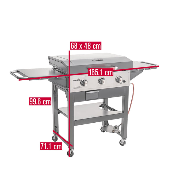 Char-Broil 140999 Griddle Gas BBQ, Cast Iron, 12.3 W, Black